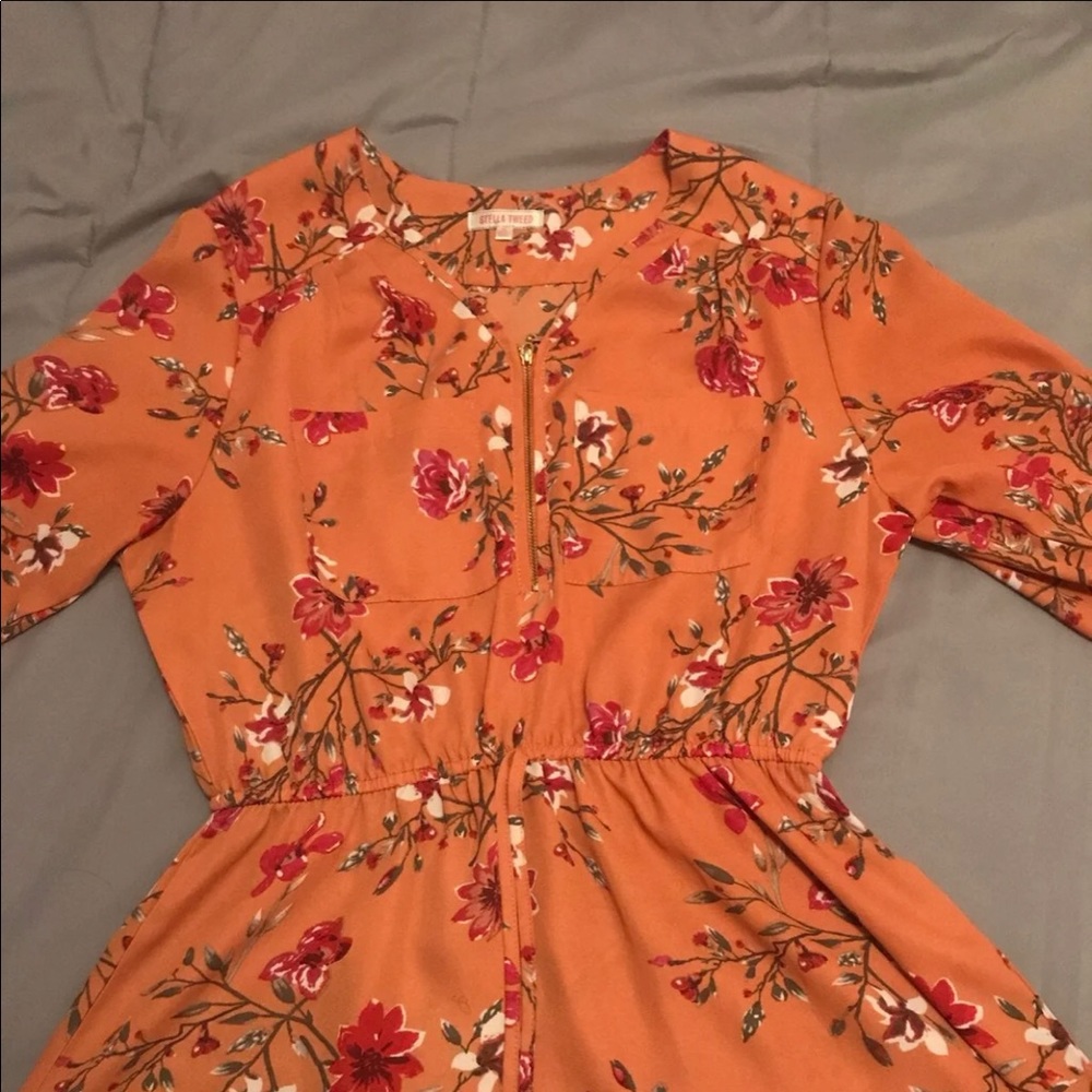Orange Dress with Flower Details